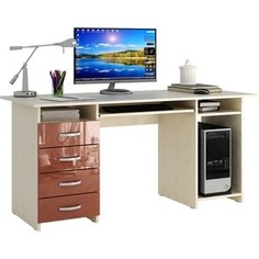 Стол письменный Мастер Милан-6П глянец (дуб молочный-терракот) МСТ-СДМ-6П-ГЛ