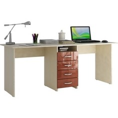 Стол письменный Мастер Тандем-2 глянец (дуб молочный-терракот) МСТ-СДТ-02-ГЛ