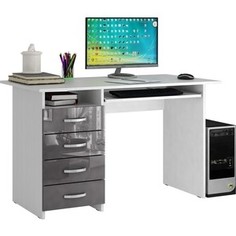 Стол письменный Мастер Милан-3 глянец (белый-серый) МСТ-СДМ-03-ГЛ