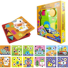 Настольная игра 1Toy ИГРОДРОМ Кнопик Геометрия 12 трафаретов Т16699