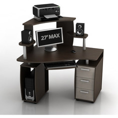 Стол компьютерный ТД Ная Угловой КС-12У Ибис+КН-1 комби венге ящики дуб беленый