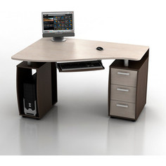 Стол компьютерный ТД Ная Угловой КС-14У Ибис комби венге столешница и ящики дуб беленый