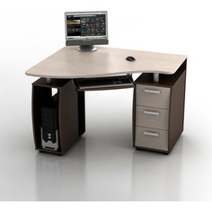 Стол компьютерный ТД Ная Угловой КС-12У Ибис+КН-1 комби комби венге столешница и ящики дуб беленый