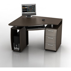 Стол компьютерный ТД Ная Угловой КС-12У Ибис комби венге столешница и ящики дуб беленый