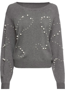 Пуловер с декоративным жемчугом Bonprix