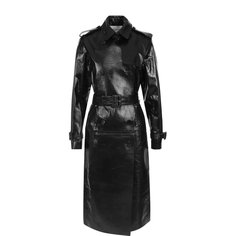 Двубортное кожаное пальто с поясом Valentino