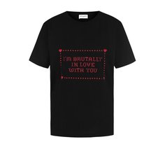 Хлопковая футболка с круглым вырезом и надписью Saint Laurent