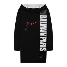 Хлопковое платье с капюшоном Balmain
