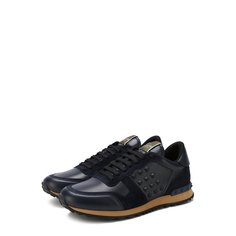 Кожаные кроссовки Valentino Garavani Rockrunner на шнуровке Valentino