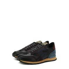 Комбинированные кроссовки Valentino Garavani Rockrunner на шнуровке Valentino