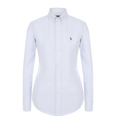 Приталенная хлопковая блуза в полоску Polo Ralph Lauren