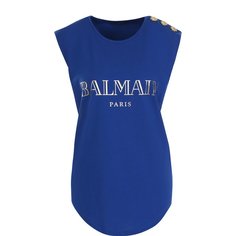Хлопковый топ с логотипом бренда Balmain