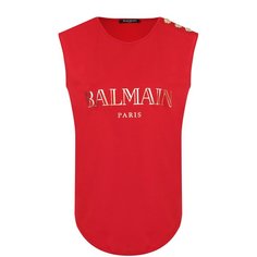 Хлопковый топ с логотипом бренда Balmain