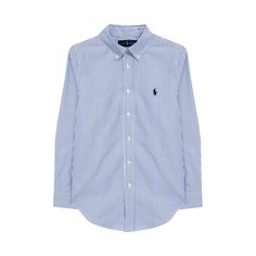 Хлопковая рубашка в полоску с логотипом бренда Ralph Lauren