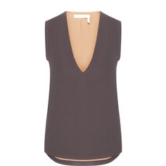 Однотонный шелковый топ с V-образным вырезом Chloé