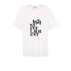 Хлопковая футболка с круглым вырезом и логотипом бренда Saint Laurent
