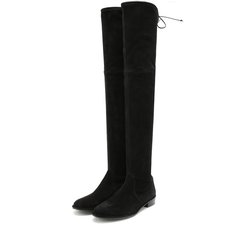 Замшевые ботфорты Lowland на низком каблуке Stuart Weitzman