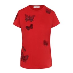 Хлопковая футболка с отделкой в виде бабочек Valentino