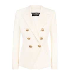 Приталенный двубортный жакет из шерсти Balmain