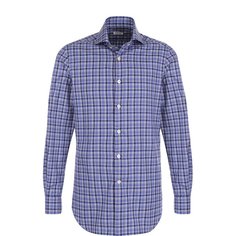 Хлопковая рубашка в клетку Kiton