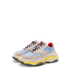 Кожаные кроссовки Triple S с текстильной отделкой Balenciaga