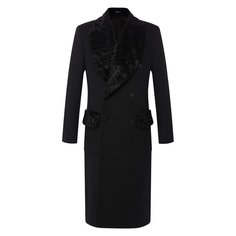 Кашемировое пальто с меховой отделкой воротника Dolce & Gabbana
