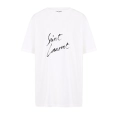 Хлопковая футболка с логотипом бренда Saint Laurent