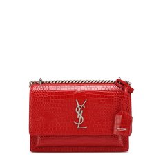 Сумка Sunset medium с тиснением под крокодила Saint Laurent