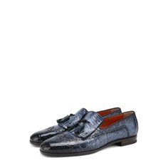 Лоферы из кожи аллигатора с кисточками и брогированием Santoni Precious