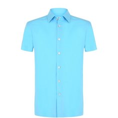 Рубашка из смеси хлопка и льна с короткими рукавами Kiton