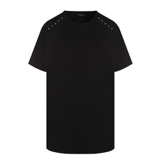 Хлопковая футболка с круглым вырезом и декоративной отделкой Valentino