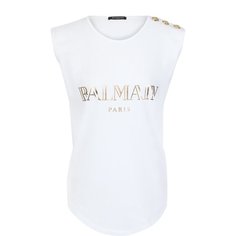 Хлопковый топ с логотипом бренда Balmain