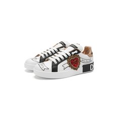 Кожаные кеды Portofino с отделкой Dolce & Gabbana