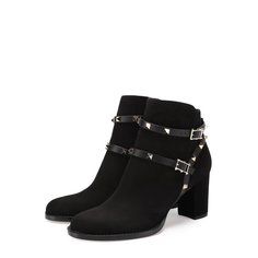 Замшевые ботильоны Valentino Garavani Rockstud с ремешками Valentino