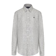 Льняная блуза прямого кроя в полоску Polo Ralph Lauren