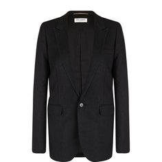 Однотонный шелковый жакет на одной пуговице Saint Laurent