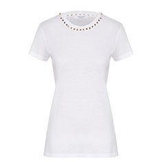 Хлопковая футболка прямого кроя с заклепками Valentino