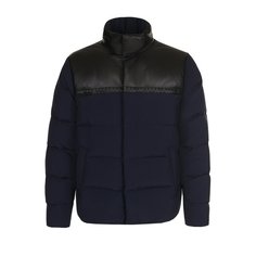 Шерстяной пуховик на молнии с кожаной отделкой Bottega Veneta