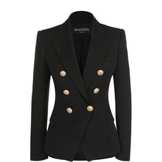 Двубортный приталенный жакет из шерсти Balmain