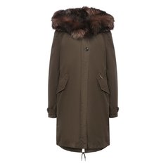 Хлопковая парка с меховой отделкой капюшона Woolrich