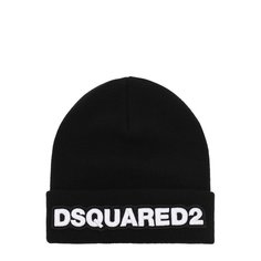 Шерстяная вязаная шапка с логотипом бренда Dsquared2