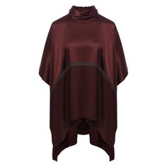 Шелковый топ свободного кроя с воротником-стойкой Brunello Cucinelli