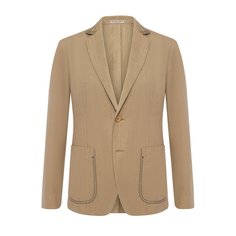 Однобортный пиджак из смеси льна и хлопка Bottega Veneta
