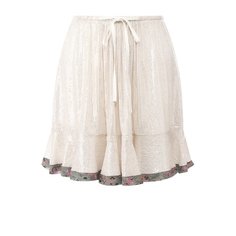 Шелковая мини-юбка с контрастной отделкой и пайетками Chloé