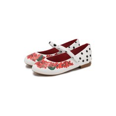 Кожаные балетки с застежкой велькро Dolce & Gabbana