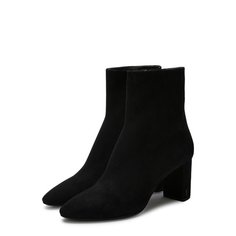 Замшевые ботильоны LouLou на устойчивом каблуке Saint Laurent