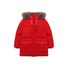 Пуховик с меховой отделкой на капюшоне Moncler Enfant