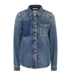 Джинсовая блуза прямого кроя с потертостями Valentino