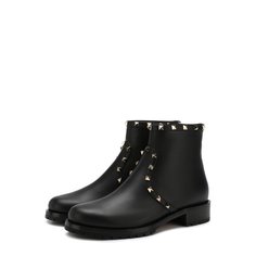 Кожаные ботинки Valentino Garavani Rockstud с внутренней меховой отделкой Valentino