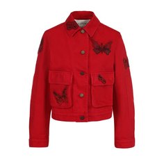 Укороченная джинсовая куртка с отделкой в виде бабочек Valentino